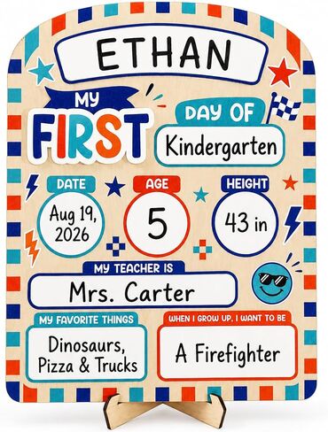 First and Last Day of School Sign, 8"x10" My First Day of School Board for Kids, Reusable Wooden Back to School Sign, Preschool Pre-K Kindergarten 1st Day (Pink) in Saudi Arabia
