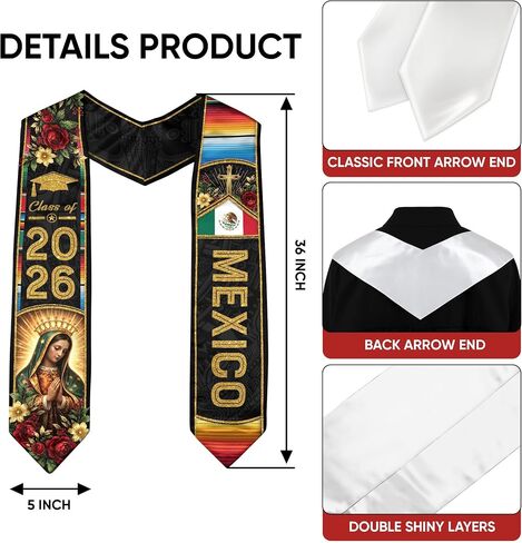 Graduation Stole Mexican, Estolas De Graduacion, Class Of 2026, Mexican Graduation Sash, Cross Graduate Stole in Saudi Arabia