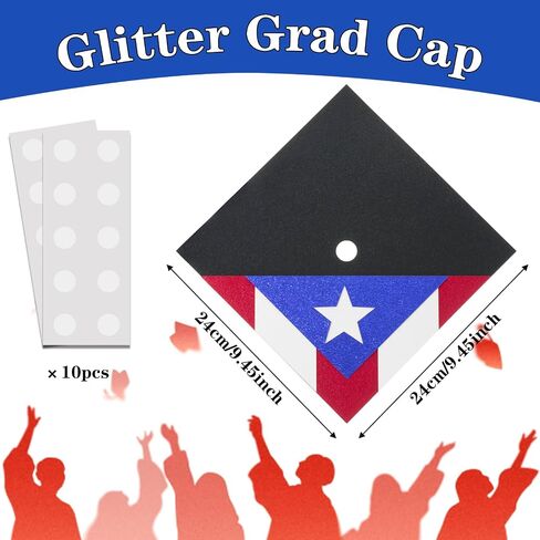 Country Flag Graduation Stole and Cap Set, Class of 2026 Graduation Puerto Rico Sash with Glitter Cap, Puertorican Graduate Stole Gift Set for International Student High School College in Saudi Arabia