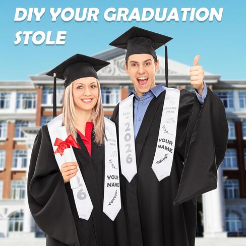 Pascliyna Graduation Stole Class of 2026, 72" Unisex Adults Graduation Satin Sash, Sublimation Blank DIY Customizable Stole in Saudi Arabia