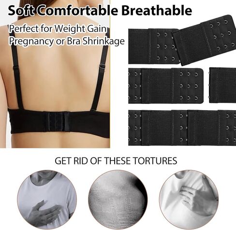 15PCS Bra Extenders 2 Hook 3 Hook 4 Hook, Soft Elastic Bra Extension Strap for Women Plus Size, Adjustable 3/4 Rows Bras Hooks Replacement Set (Black Nude Beige Grey White) in Kuwait