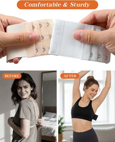 16 PCS Bra Extenders 2 Hook / 3 Hook / 4 Hook / 5 Hook, Bra Hooks Replacement, Soft Comfortable Stretchy Bra Extension Strap for Women Lady Plus Size(Black, White, Nude, Beige) in Saudi Arabia