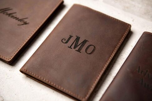 Personalized Leather Passport Cover Holder by Left Coast Original in Saudi Arabia