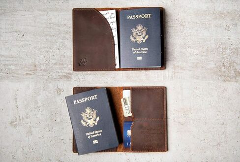 Personalized Leather Passport Cover Holder by Left Coast Original in Saudi Arabia