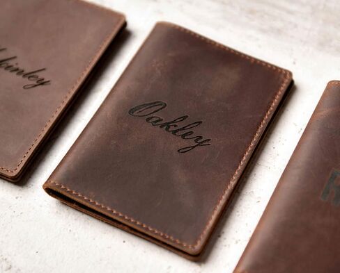 Personalized Leather Passport Cover Holder by Left Coast Original in Saudi Arabia