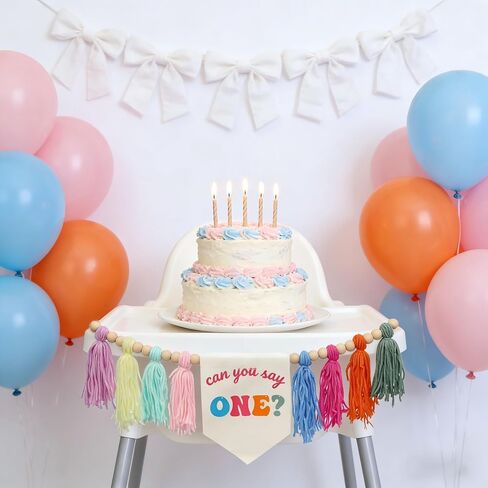 Rachel 1st birthday decorations Can You Say One Highchair Banner, Wall Hanging Banner Garland Decor for Boys Girls Birthday Rachel Teacher Party Supplies Cake Photo Props Baby Shower Decoration in Saudi Arabia
