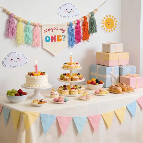 Rachel 1st birthday decorations Can You Say One Highchair Banner, Wall Hanging Banner Garland Decor for Boys Girls Birthday Rachel Teacher Party Supplies Cake Photo Props Baby Shower Decoration in Saudi Arabia