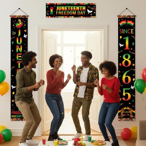 Juneteenth Decorations Party Door Banner - 3pcs Black June 19th Since 1865 Freedom Day Decoration with Door Cover, Juneteenth African American Independence Day Party Supplies in Saudi Arabia