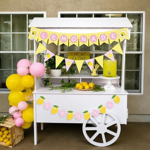 3PCS Pink Lemonade Banner – Cute Lemonade Stand Supplies，Lemon Party Decoration in Saudi Arabia