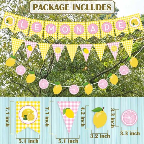 3PCS Pink Lemonade Banner – Cute Lemonade Stand Supplies，Lemon Party Decoration in Saudi Arabia