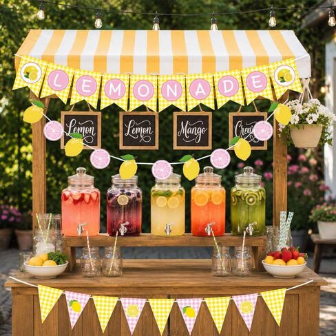3PCS Pink Lemonade Banner – Cute Lemonade Stand Supplies，Lemon Party Decoration in Saudi Arabia