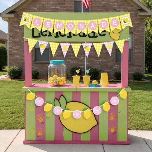 3PCS Pink Lemonade Banner – Cute Lemonade Stand Supplies，Lemon Party Decoration in Saudi Arabia