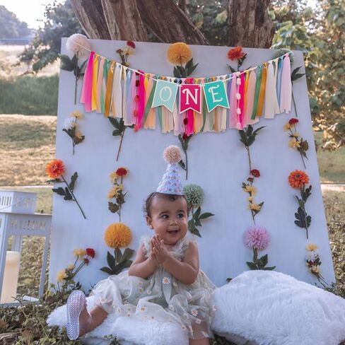 Papel Picado Theme High Chair Banner - Mexican Fiesta ONE First Birthday Fairy Party Decoration, Colorful Ribbon and Tulle Garland, Gender Neutral Highchair Decor in Saudi Arabia