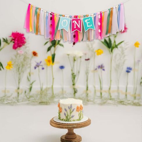 Papel Picado Theme High Chair Banner - Mexican Fiesta ONE First Birthday Fairy Party Decoration, Colorful Ribbon and Tulle Garland, Gender Neutral Highchair Decor in Saudi Arabia