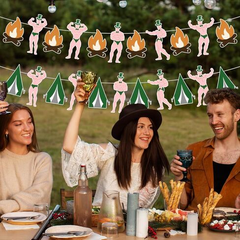 Funny Camping Bachelorette Party Banner - Rustic Woodland Theme Bridal Shower Decorations for Bride, Hen Party Supplies, Outdoor Cabin Crew Bachelor(ette) Party Sign, Glamping Photo Booth Prop in Saudi Arabia