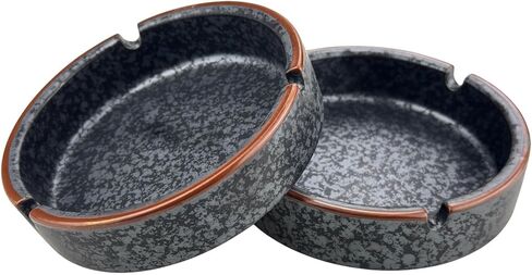 Ceramic Ashtray Stylish Indoor & Outdoor Cigarette Ashtray for Home, Coffee Bars, and Patios，Lava Dazzling Black (Medium Size) in Saudi Arabia