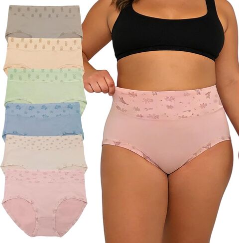Women's Plus Size XL-5X High Waist Underwear Multicolor Floral Print Ladies Undies 6-Pack in Saudi Arabia
