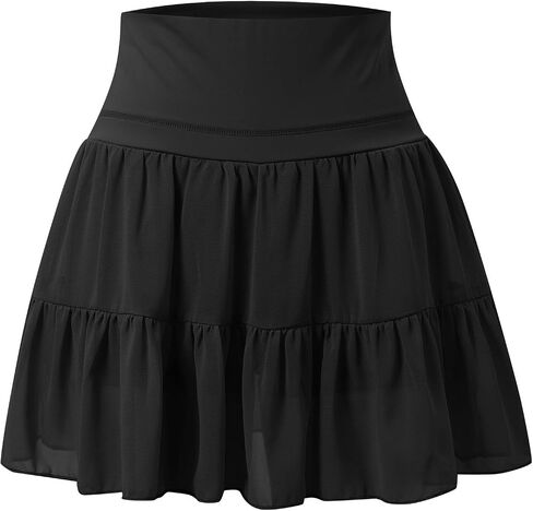 Athletic Flowy Skirt Women Tiered Ruffle Flat Front Tennis Skirt with Shorts Underneath Golf Skort Summer Active Wear in Kuwait
