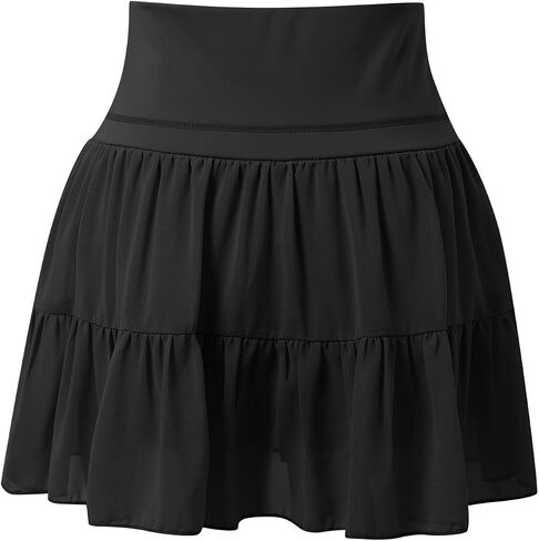 Athletic Flowy Skirt Women Tiered Ruffle Flat Front Tennis Skirt with Shorts Underneath Golf Skort Summer Active Wear in Kuwait