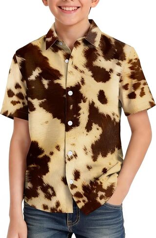 Boys Western Button Down Shirts Cowboy Halloween Costume Kids Rodeo Graphic Outfits in Saudi Arabia