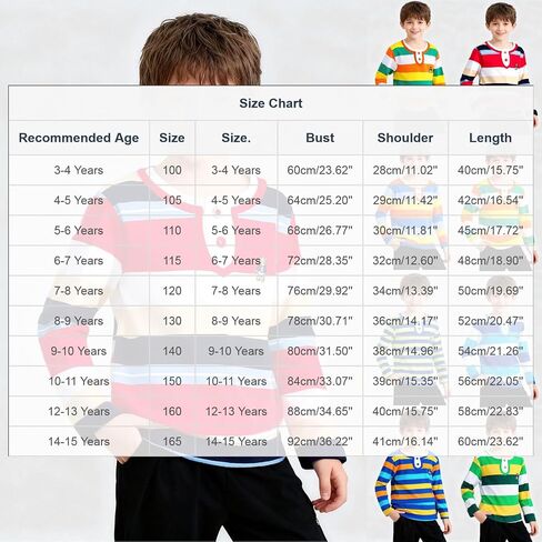 Boys Striped Henley Shirt Classic Long Sleeve Cotton Crewneck Pullover Tops Soft Breathable Daily School Wear in Saudi Arabia