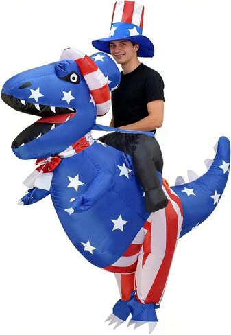 Independence Day Inflatable Dinosaur Costume 4th of July Blow-up Riding Dinosaur Costume for Adult in Kuwait