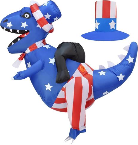 Independence Day Inflatable Dinosaur Costume 4th of July Blow-up Riding Dinosaur Costume for Adult in Kuwait