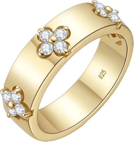 TIMELESSTAR Ideal Gifts Clover Rings for Lucky Women Hypoallergenic|Premium Moissanite|14K Gold Plated 925 Sterling Silver Non Tarnish in Saudi Arabia