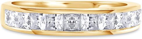 خاتم زفاف مويسانيتي نصف أبدية للنساء مقاس 2.5 مم من Princess Cut Lab Grown Diamond & Lab للنساء من الفضة الإسترلينية 925 و10K/14K من الذهب الصلب القابل للتكديس 1 قيراط (وضوح VVS1) in Kuwait