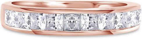 خاتم زفاف مويسانيتي نصف أبدية للنساء مقاس 2.5 مم من Princess Cut Lab Grown Diamond & Lab للنساء من الفضة الإسترلينية 925 و10K/14K من الذهب الصلب القابل للتكديس 1 قيراط (وضوح VVS1) in Kuwait