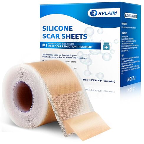 Rvlaim Silicone Scar Sheets, Silicone Scar Tape(1.8" x 157" Roll 4M), Silicone Scar Sheets for Surgical Scars, Keloid Bump Removal, Stretch Marks Removal, C-Section, Burn et in Kuwait