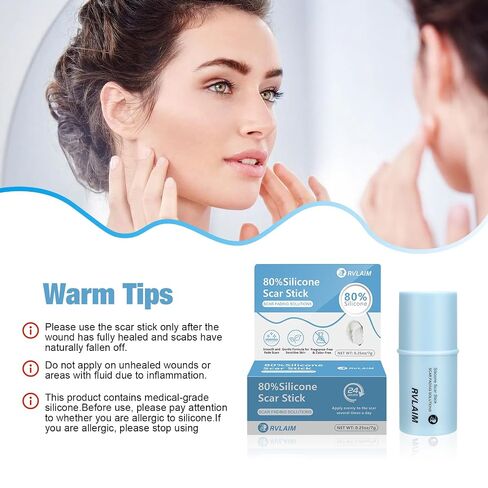 Silicone Scar Stick, 80% Silicone Stick for Face and Body. Silicone Stick for Removal of Surgical,Old and Recent Scars and Stretch Marks - 7g in Kuwait