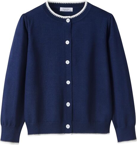 Yekaty Girls Cardigan Basic Long Sleeve Button Knit Sweater Tops Fashion Outfits in Kuwait