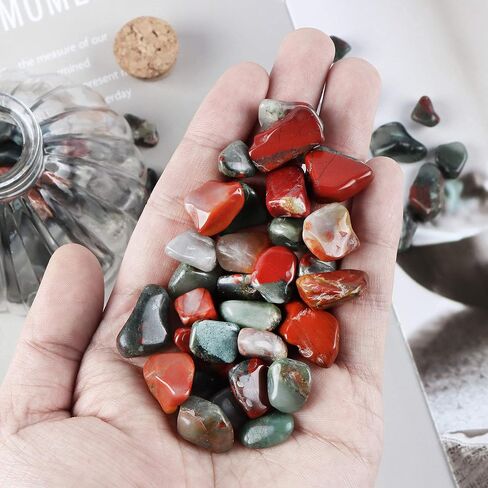 SMQ African Blood Stone Crystal Tumbled Chips Stone,Natural Gemstones Crushed Irregular Polished Healing Crystal Stones for Jewelry Making Home Flower Pot Fish Tank Decoration,1 lb in Saudi Arabia