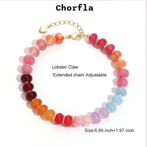Colorful Natural Stone Beaded Bracelets for Women, Boho Handmade Gemstone Bracelet, Stackable Summer Beach Jewelry in Saudi Arabia