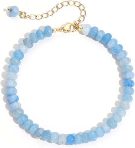 Colorful Natural Stone Beaded Bracelets for Women, Boho Handmade Gemstone Bracelet, Stackable Summer Beach Jewelry in Saudi Arabia
