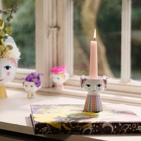Bjørn Wiinblad Eva Candleholder | Hand-Painted Glazed Ceramic | Rose Pink | 3.7 in in Saudi Arabia