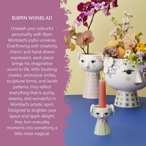 Bjørn Wiinblad Eva Candleholder | Hand-Painted Glazed Ceramic | Rose Pink | 3.7 in in Saudi Arabia