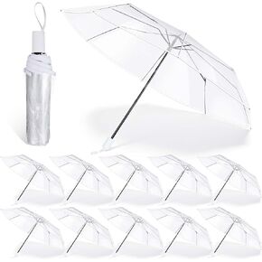 12 Pcs Clear Wedding Umbrellas Bulk, Transparent Portable Umbrella Foldable Clear Umbrella Manual Open Close Folding Umbrellas for Wedding Travel, Dating, Shopping Party Favors in Saudi Arabia