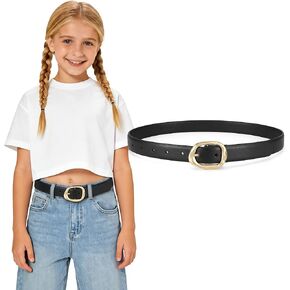 WHIPPY Kids Leather Belt for Girls & Boys Fashion Gold Buckle Casual Waist Belts for Teens Jeans Dress in Kuwait