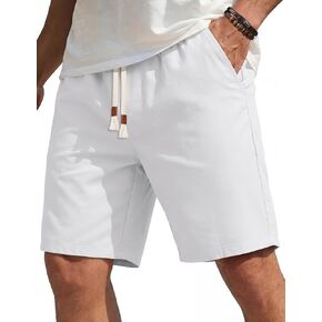 COOFANDY Men's Casual Cotton Linen Shorts Elastic Waist Drawstring Shorts Summer Beach Vacation in Kuwait