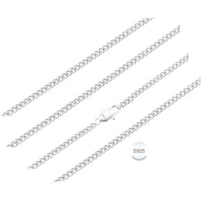 925 Sterling Silver Chain Necklace for Women, Danity Shining Chain Necklace Classic Smooth Silver Necklace Jewelry Gifts for Women (16/18/20/22 Inch) in Saudi Arabia