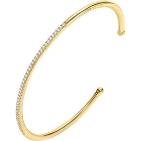 EcoGems 14K White/Yellow Gold Plated Silver Bracelets & Bangles – Freshwater Pearl, Lab Grown Diamond, Moissanite & Gemstone Styles – Round Brilliant – 0.06–0.40 TCW – Women’s Gift Jewelry (Small/Large Options) in Saudi Arabia