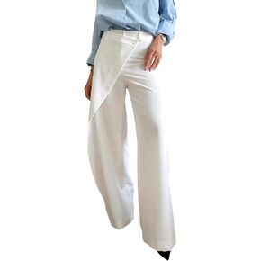 Kwunbwa Women's Wide Leg Asymmetrical Dress Pants High Waisted Slacks Casual Work Business Trousers in Kuwait