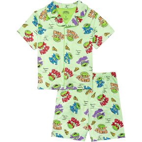 Nickelodeon Boys' 2-piece Loose-fit Button Down Matching Pajama Set, Soft & Cute for Kids in Kuwait