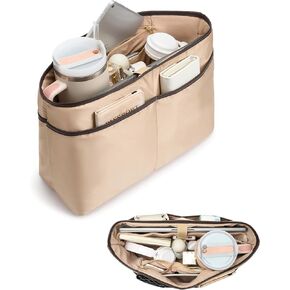 TOVICE XL Purse Organizer Insert for Tote Bag with 40oz Cup Holder & 16" Laptop Sleeve - Satin Bag Organizer with 10 Pockets, Light Weight,Compatible with Neverfull GM, XL Tote Bag Organizer Insert in Kuwait