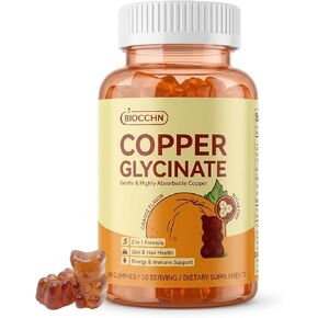 Copper Glycinate Gummies, Skin & Hair Health, 2mg Chelated Copper Supplements for Women with Vitamin C, B6, B12 & Folate, Red Blood Cell, Energy & Immune Support, Sugar-Free, Vegan, 60 Gummies in Saudi Arabia