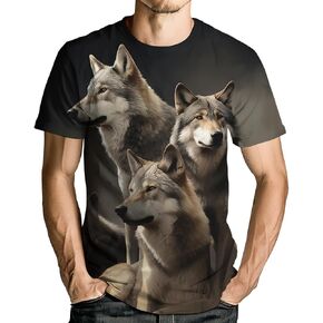 Wolf Shirts for Men Women 3D Print Wolves T-Shirts Animal Unisex Short Sleeve Tee in Kuwait