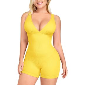 SHAPELLX Jumpsuits for Women Tummy Control Workout Romper One Piece Gym Outfits Sexy V Neck Sleeveless Short Bodysuit in Saudi Arabia