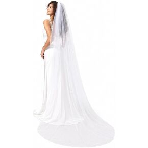 118 Inch Cathedral Wedding Veil with Comb, 1 Tier Soft Tulle Long Bridal Veil for Bride Ceremony Photos, Lightweight White Wedding Veil, 55" W x 118" L in Saudi Arabia